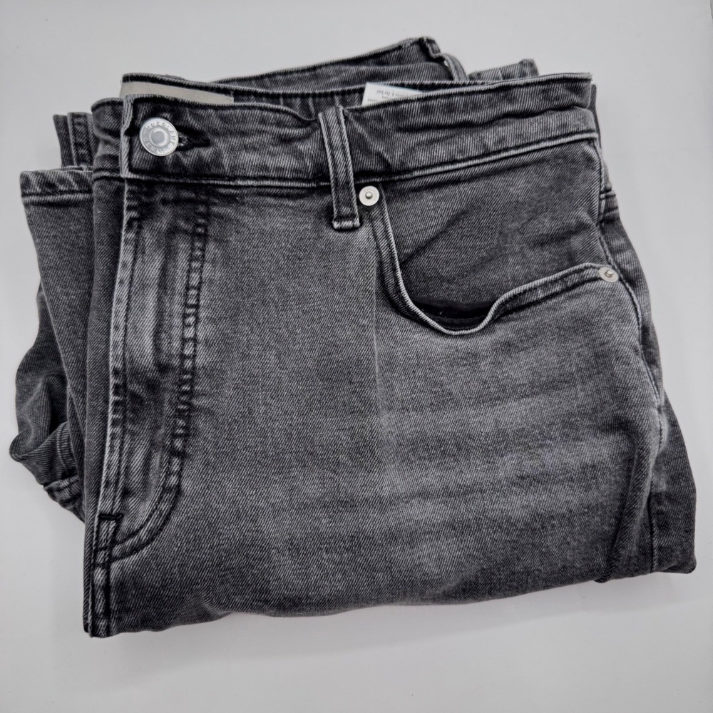 Everlane Women 33L Curvy Way High Waisted Jean Coal Black‎ Wash Wide Leg Denim